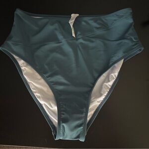 Cupshe Teal High-Waisted Bikini Bottom